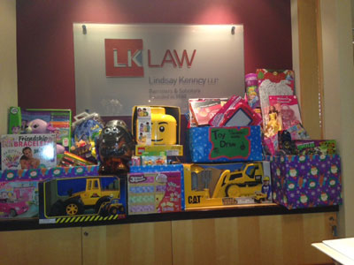 LK Law contribution to the Children Hospital's toy drive